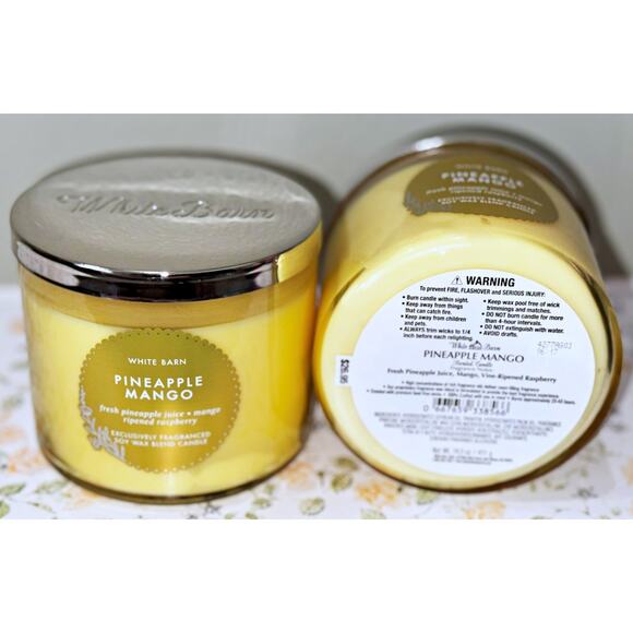 Lot of 2 Bath & Body Works Pineapple Mango Large 3-Wick Scented Candle 14.5oz - Picture 4 of 5
